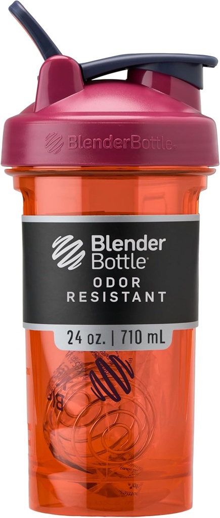 BlenderBottle Shaker Şişe Pro Serisi Protein Shakes ve Pre Workout, 24Ounce, Coral