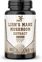 Lion's Mane Pills Mushroom Cognition Capsules (60 Veggie Capsules) %30 Polysaccharides- Lions Mane Extract Capsules | Brain Supplement, for Brain Health and Memory Support