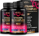 Erkekler ve Kadınlar için B Kompleksi - Amerika'da Yapıldı - 11-in-1 B-Complex: B1, B2, B3, B5, B6, B7, B8, B9, B12 Vitamin C, Choline, Inositol - Enerji, Beyin ve Kalp Desteği Tamamlandı - 2 Paket