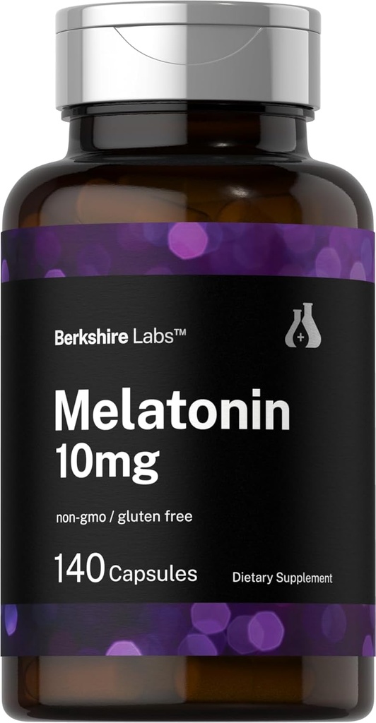 Horbäach Berkshire Labs Melatonin 10 mg | 140 Hızlı Yayın Kapsülleri | Ekstra Kuvvet Formula | Non-GMO, Gluten Free Supplement Supplement Supplement