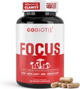 GOBIOTIX Focus Lions Mane Supplement - Mushroom Complex - Nootropics Adaptogen Vitamins - Μνήμη, Καθαρότητα, Ενέργεια, Ανοσολογική Υποστήριξη, Cordyceps, Reishi, Chaga, και Maitake - 90 Κάψουλες