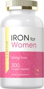 Carlyle Iron Supplement for Women 65mg | 300 Kaplamalı Tabletler | Vegetarian, Non-GMO & Gluten Free