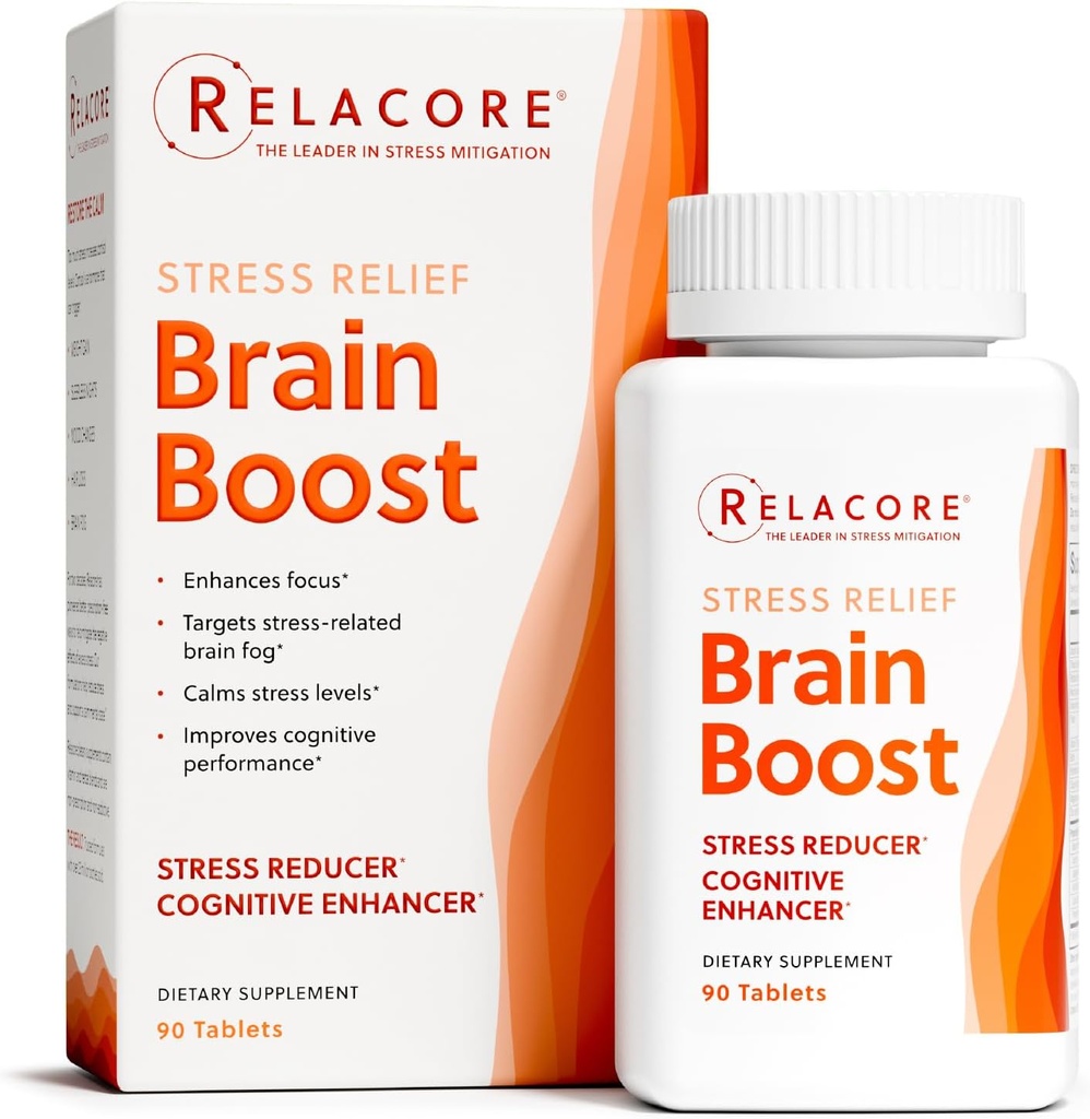 Brain Boost Brain - Reduce Stress-Related Brain Fatigue, Enhance Focus and Memory, Bacopa, L-Carnitine, Quercetin – 90 Ct