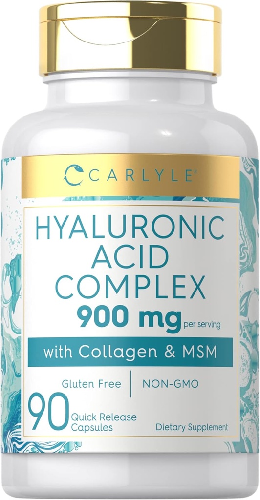 Carlyle Hyaluronik Asit Kompleksi 900 mg | Collagen ve MSM | 90 Capsules | Non-GMO, Gluten Free Supplement Supplement Supplement