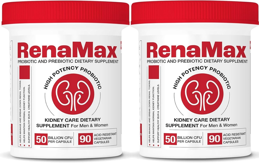 Capsule Kidney Restores & Kidney Care Supplement - Probiyotik & Prebiyotik Supplement to Support Normal Kidney Function - 50 Milyar CFU per Capsule - Made in U.S.A (180 Caps (2 Pack)