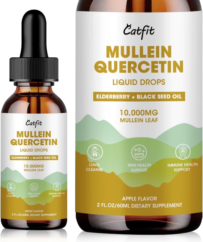 Lymphatic Drainage Drops για Πνεύμονες - Mullein Leaf Extract Liquid Supplement - Lung Cleanse για Καπνιστές - Ισχυρό Mullein Βάμμα για Ανοσοποιητικό, Δέρμα και Αναπνευστική Υγεία Υποστήριξη - 1 Fl Oz