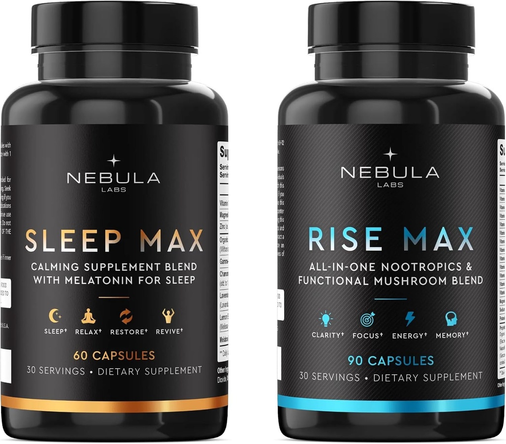 Bestseller Sleep MAX & Rise MAX Professional Sche All-in-One Premium Nootropics & Fonksiyonel Mushroom Mix & Calming Mix for Sleep