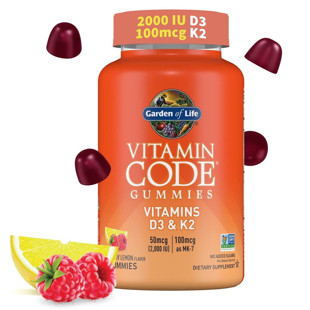Life Vitamin Kodu D3 & K2 Prebiyotik ve Probiyotikler - Bone Health, Immune Health ve Digestive Support, Non-GMO, Gluten-Free, Raspberry Lemon Flavor, 45 Gummies