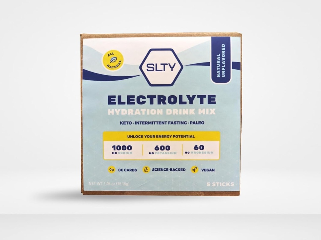 SLTY Electrolyte Haydration Drink Mix Vegan Hua Paleo Good for Intermittent Fasting, 1.05oz (Pazarlama paketi)