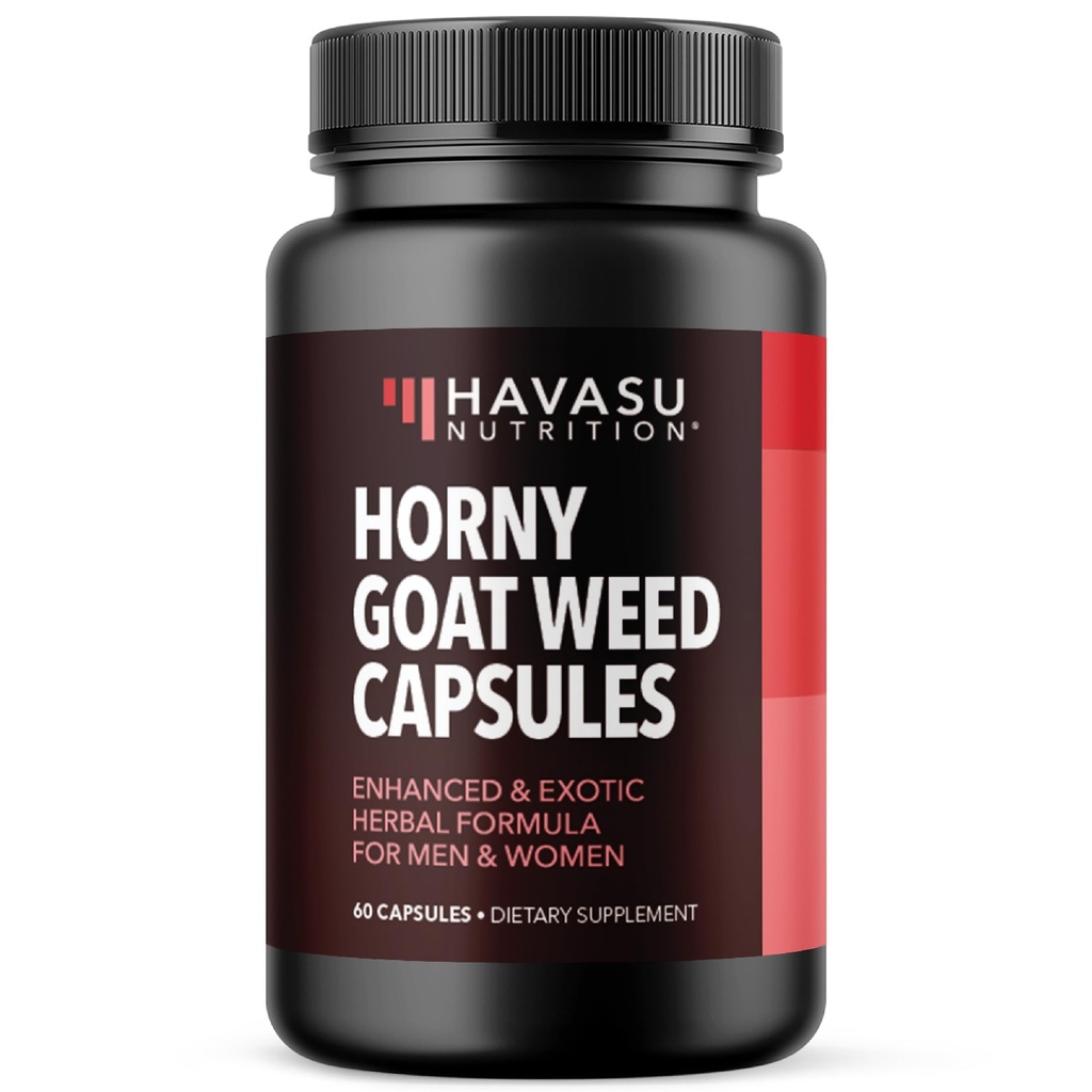 Horny Goat Weed Capsules for Men & Women - Extra Strength Performance & Energy Support with Tongkat Ali, Muira Puama, and Saw Palmetto - 1 Moon Supply Herbal Supplement for improve Endurance