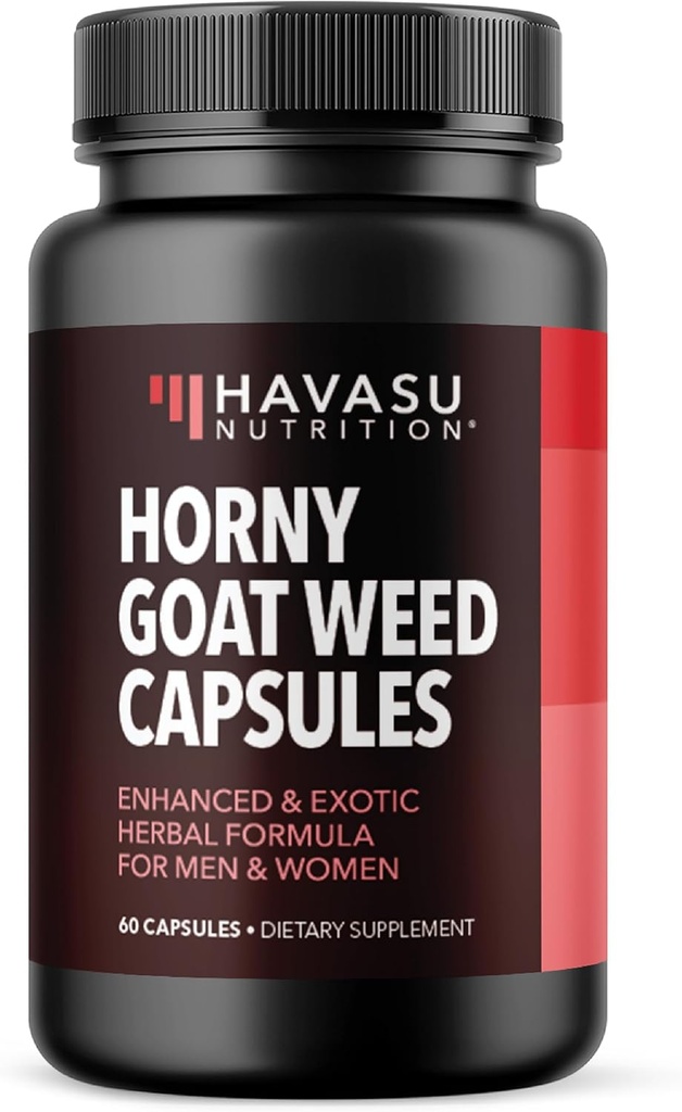 Horny Goat Weed Capsules for Men & Women - Extra Strength Performance & Energy Support with Tongkat Ali, Muira Puama, and Saw Palmetto - 1 Moon Supply Herbal Supplement for improve Endurance