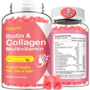 2 Pack Collagen Gummies for Women Men, Hydrolyzed Collagen, Tipleri I,II,III,V,X with Biotin & Hyaluronic Acid, Vitamins C A D E B12 K2 Support, Sugar-Free for Skin Hair Nails Immunity Energy