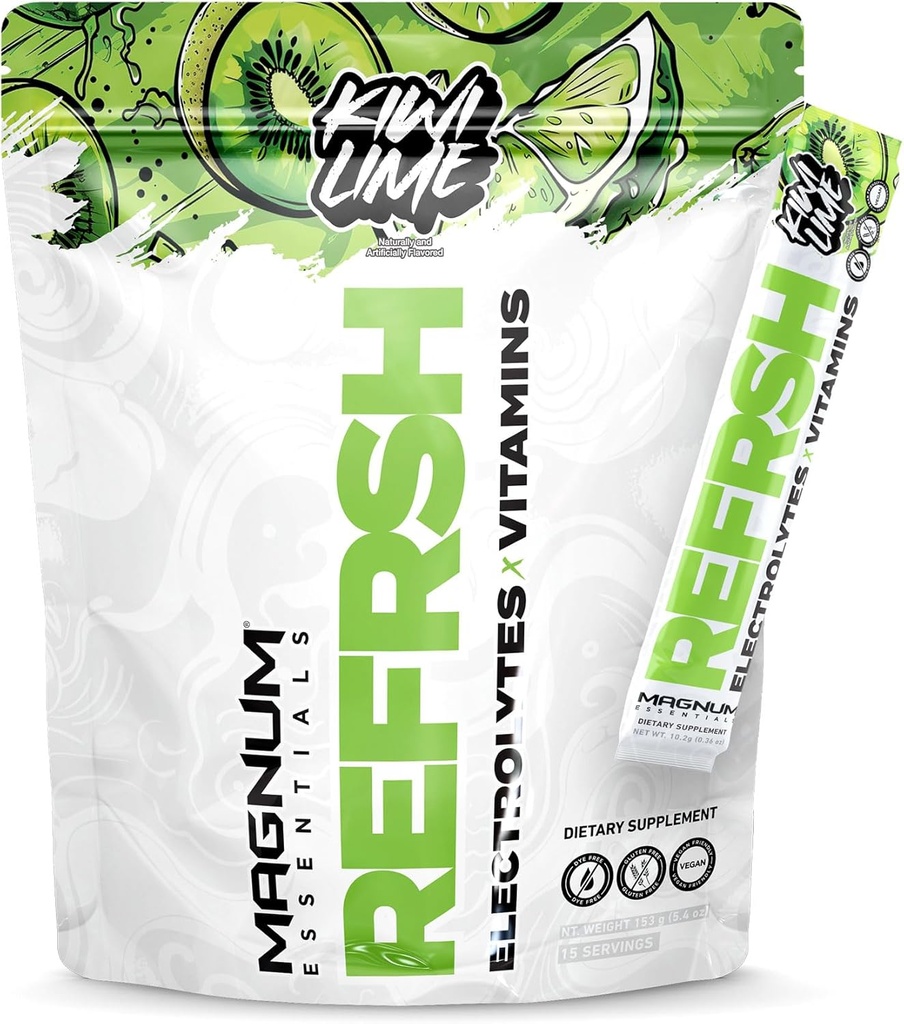 MAGNUM ESSENTIALS REFRSH Elektrolytes x Vitamins 15 Hizmet Bag - Kiwi Lime