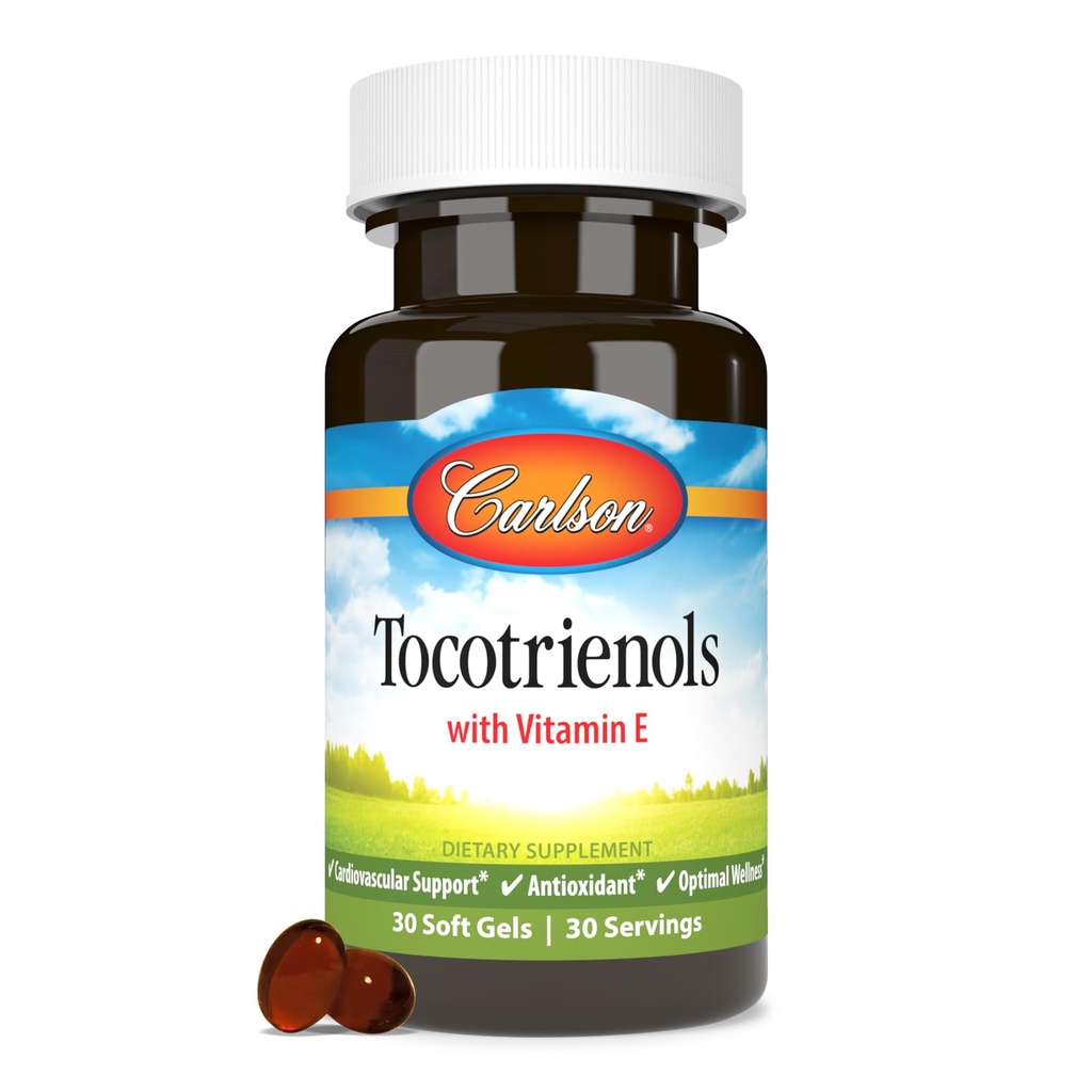 Carlson - Tocotrienols, 40 mg, Doğal Kaynak Vitamini E, Gamma, Alpha, Delta, Beta, Sustainable Sourced, 30 Softgels
