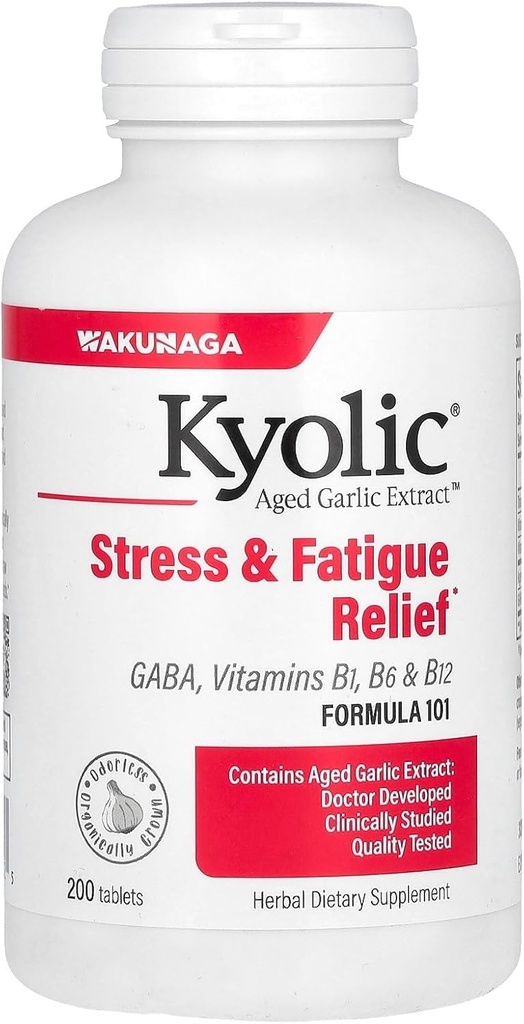Kyolic Aged. Ekle Formula 101, Stres ve Fatigue Relief, 200 Tablet.