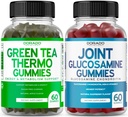 Green Tea Fat Burner Kilo Kaybı (60 Gummies) Erkekler ve Kadınlar ve Glucosamine Chondroitin Ortak Supplement (60 Kont) Yetişkinler için Ortak Tamamlar
