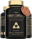Panax BTC ve Rhodiola Rosea 2000mg - Kore BTC Yüksek Güç 60 Capsules - Erkekler ve Kadınlar için Herbal Supplement - Deri ve Enerji Kompleksi ile Enerji Kompleks% 7 Ginsenosides - ABD Madeized 7% Ginsenosides - US Made