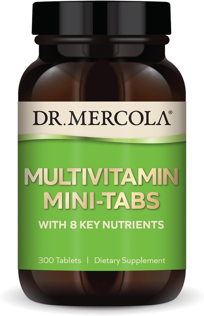 Dr. Mercola Multivitamin Mini-Tabs, 30 σερβιέτες (300 δισκία), με 8 βασικά θρεπτικά συστατικά, συμπληρώματα διατροφής, υποστηρίζει ανοσοποιητική και εγκεφαλική υγεία, μη ΓΤΟ