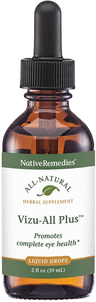 NativeRemedies Vizu-All Plus - Όλα τα φυσικά συμπλήρωμα βοτάνων για σαφή φυσιολογική όραση και υγιή, σαφή μάτια - Προάγει υγιή λειτουργία και κυκλοφορία ματιών - 59 mL