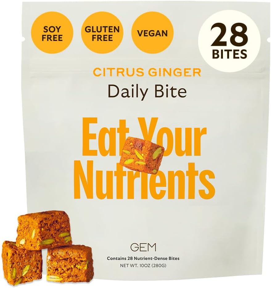 GEM Daily Multivitamin for Women & Men, 20+ Βιταμίνες & Ορυκτά ψευδάργυρος, Βιταμίνη D, B, K, Φολικό οξύ, Κουρκουμάς, Beta Glucan GLP-1 booster, Υποστηρίζει Gut, Δέρμα, Εγκέφαλος, Ανοσία (Citrus Ginger, 28 εξυπηρετούν)