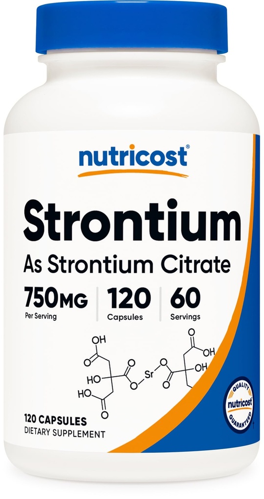 Nutricost Strontium Capsules 750 mg, 120 Capsules - Vegetarian, Non-GMO, Gluten Free