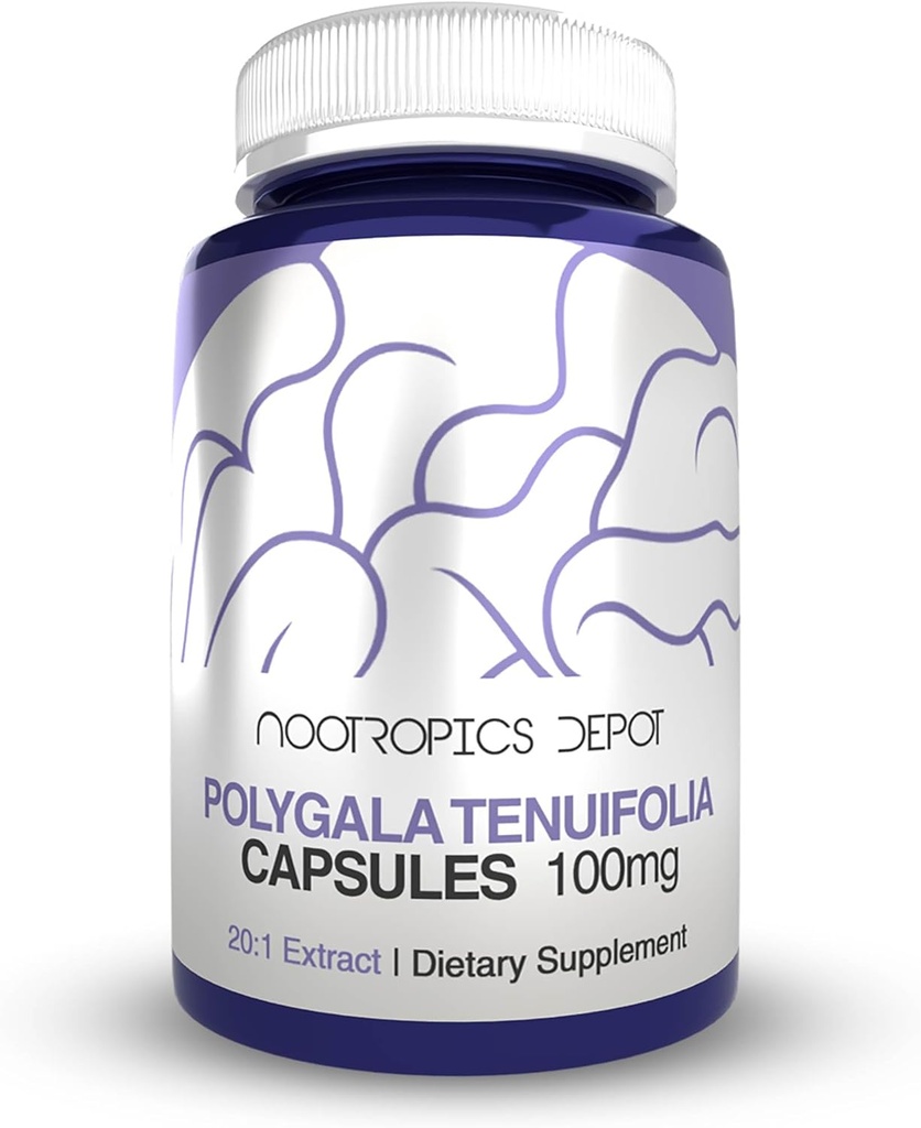 Nootropics Depot Polygala onuifolia Capsules | 100 mg | 180 Kont | 20:1 Ekstraksiyon | Yuan Zhi | Bilişsel Fonksiyonlu, Öğrenme ve Hafıza | Sağlıklı Stres Seviyelerini Destekler | Adaptogen Supplement