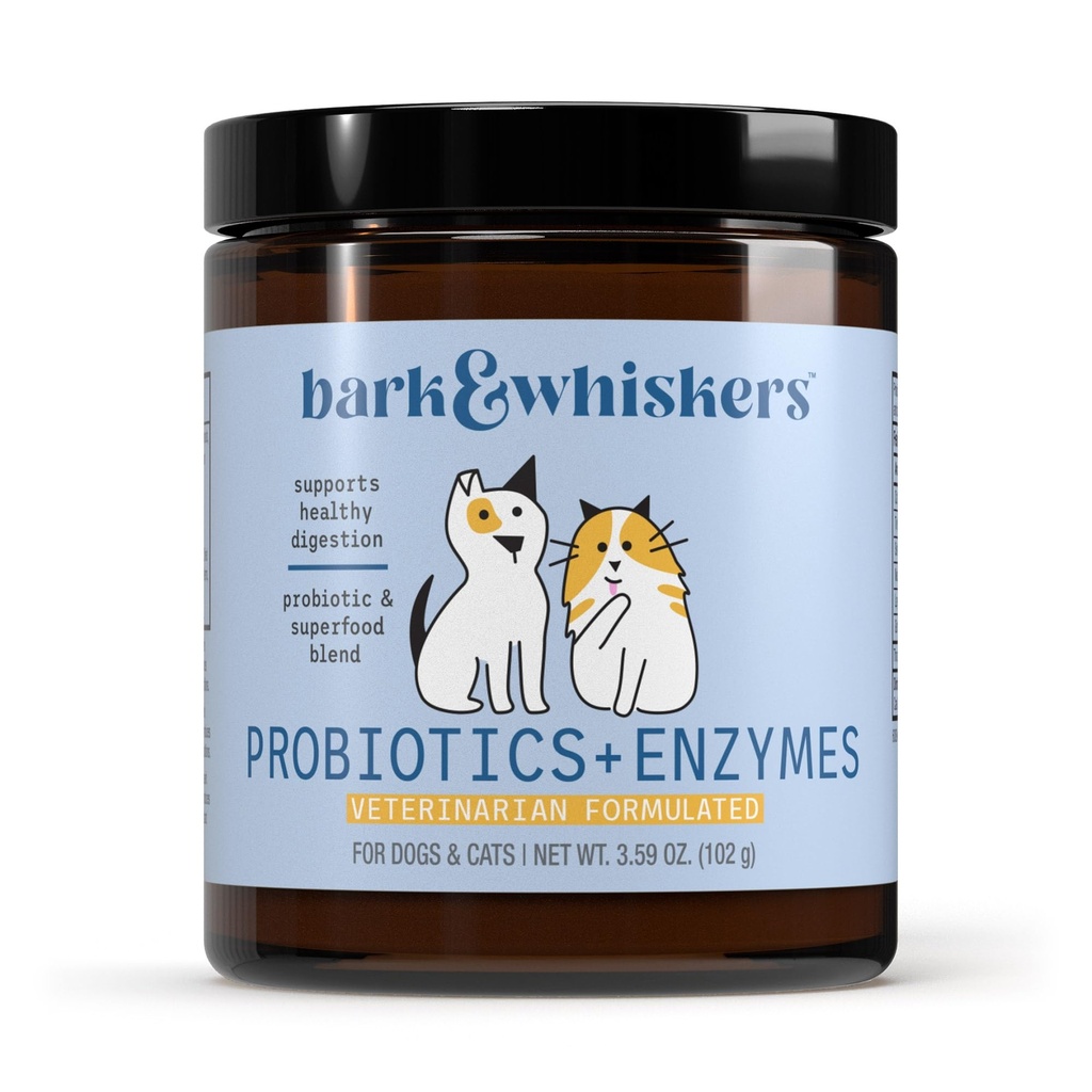 Bark & Whiskers Probiyotiks + Enzymes - Destekler Digestive Health & Immune System - Cats & Köpekler için Probiyotik Supplement - 60 Scoops