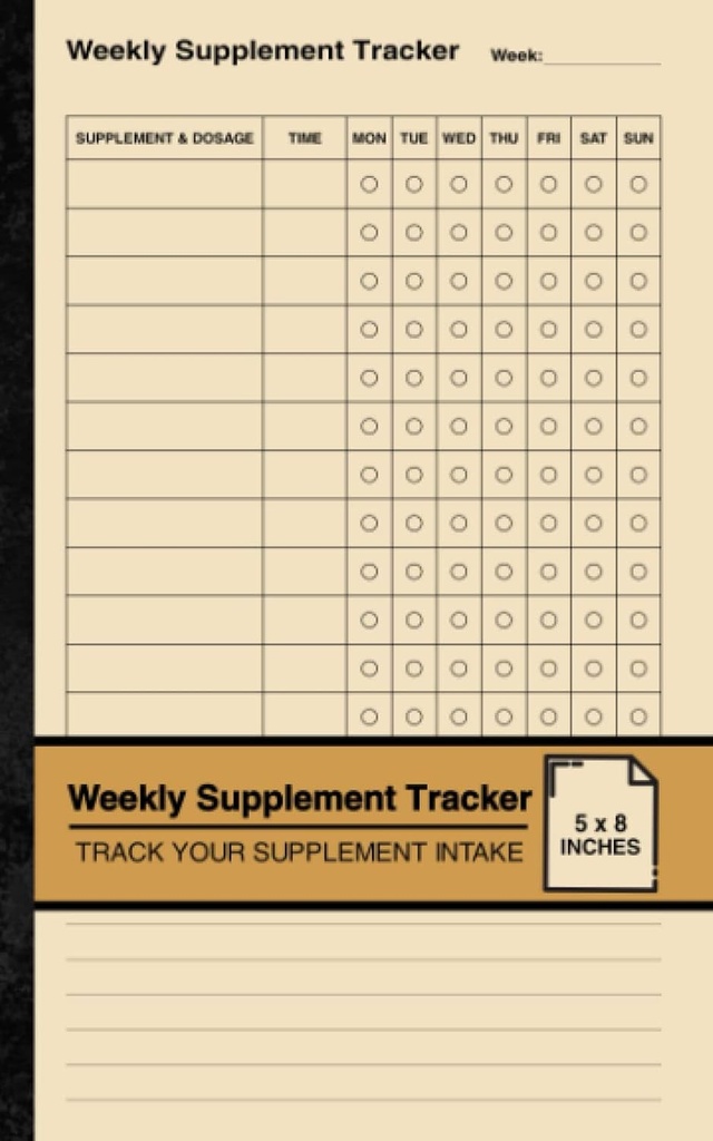Haftalık Supplement Tracker: Basit Tamam Log kitabı | Tamamını Takip et | Küçük