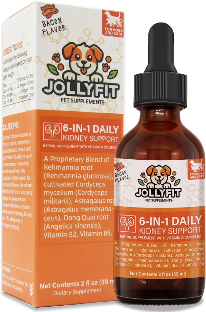 6-σε-1 Παιδική Υποστήριξη για σκύλους & γάτες – Προωθεί Υγιεινή λειτουργία νεφρών, Ενεργειακά Επίπεδα & Υγρή Ισορροπία – Κτηνιατρικό Συμπληρώματα Φυτικών Με Βιταμίνη Β2 & Β6 – 2 fl oz (59 ml)