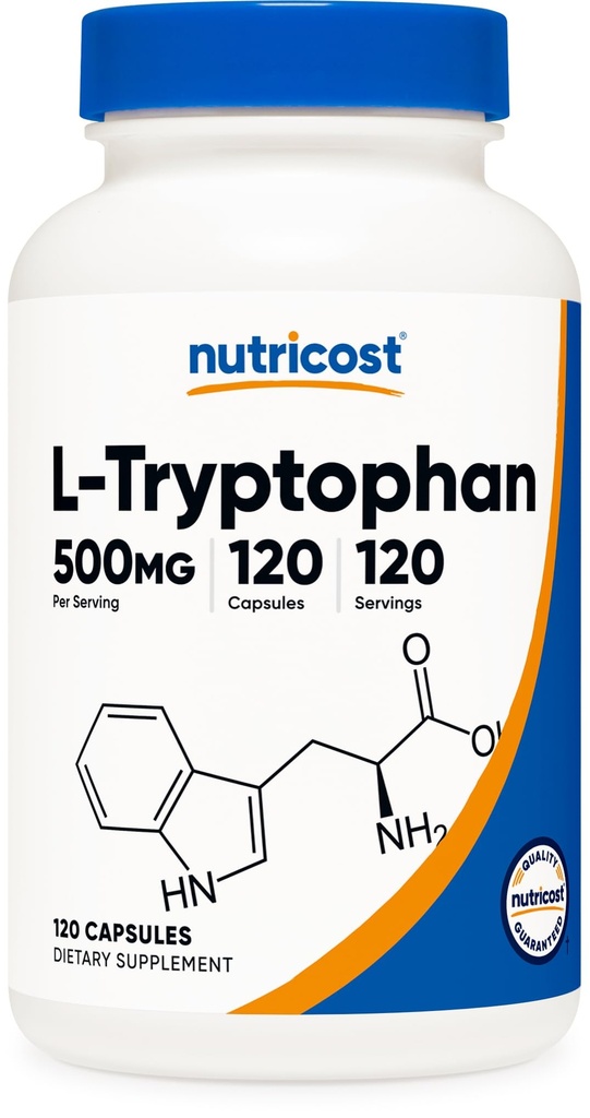 Nutricost L-Tryptophan 500 mg, 120 Capsules - BioPerine, Gluten Free, Non-GMO