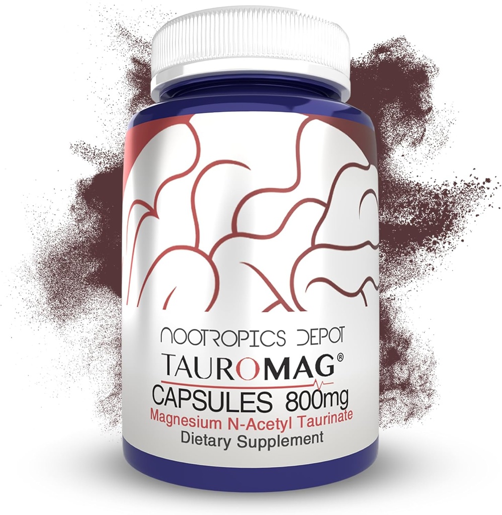 Nootropics Depot Tauromag Capsules | 800 mg Magnezyum N-Acetyl Taurinate | 90 Kont