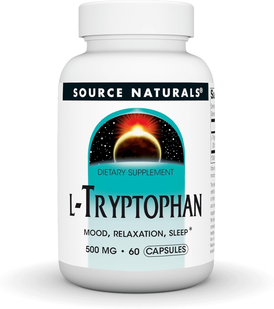 Source Naturals L-Tryptophan, για Mood, Relaxation, and Sleep*, 500mg - 60 Κάψουλες
