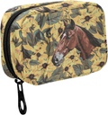 Fustylead Hand Draw Horse and Yellow Flower leavese Pill Organizer for Purse, Haftalık Portatif Pill Box with lips to Storage Vitamins Fish Oils Drugs Supplements Supplements