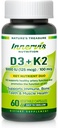Βιταμίνη D3 5000 IU + K2 MK-7 100mcg – Οστική, καρδιακή και ανοσοποιητική υποστήριξη, εύκολο να καταπιούν, 60 κάψουλες