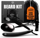 Royal Clips Beard Kit | 4 Piece Beard Grooming Kit | Beard Brush, Comb, Scisors ve Düz Razor - Erkekler için ideal Hediye, Koca, Boyfriends, Family & Friends