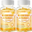 Μαγνήσιο Γλυκινικό Gummies 1000mg - Συμπλήρωμα μαγνησίου χωρίς ζάχαρη με βιταμίνη D, B6, CoQ10 για υποστήριξη ηρεμίας & ύπνου - 120 Orange Gummies 2 Pack