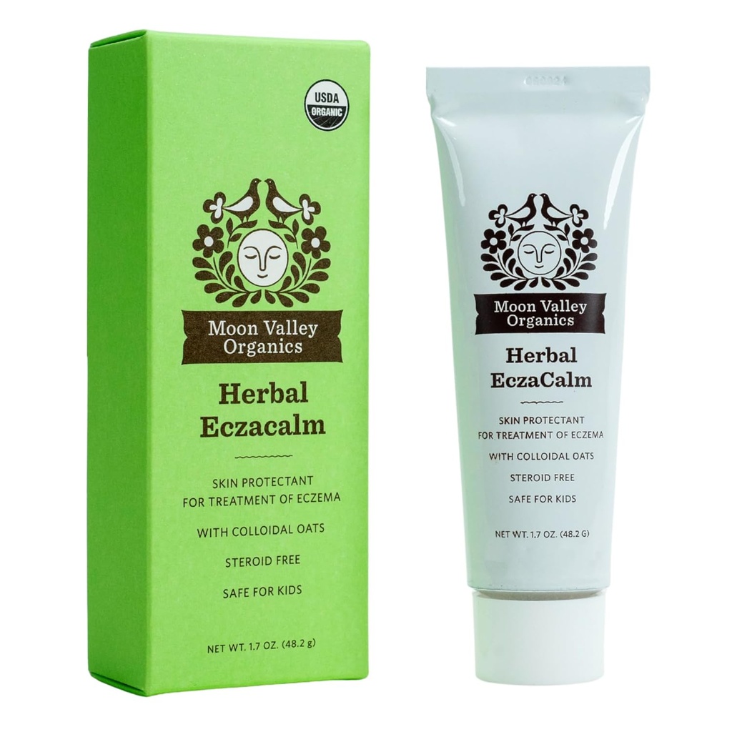 Moon Valley Organics Eczacalm, Eczema and Psoriasis Cream, Herbal Skincare Ointment for Dry and Itchy Skin, Lotion with Colloidal Oats, Beeswax, and Aloe Vera, 1.7 oz