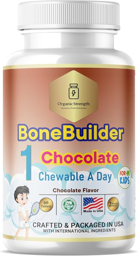 Çocuklar Bone Builder 1 Chewable A Day Halal Vitamins Chocolate Flavor for Age 4-12 60 Services