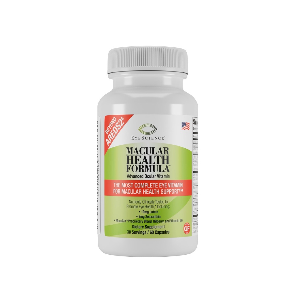 EyeScience Macular Health Formula Σύνθετη οφθαλμική βιταμίνη - που περιέχει λουτεΐνη, ζεαξανθίνη, Billberry, & Βιταμίνες C, D, E, & B6 (30 Day Supply)