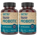 DEVA Vegan FOS Prebiyotiks Supplement ile Probiyotik - Erkekler ve Kadınlar için 100 MG Prebiyotikle 2 Milyar CFU - Non-Dairy Gluten Ücretsiz - Doğal Raf Stable - 90 Capsules (Pack of 2)