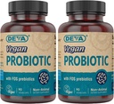 DEVA Vegan Probiotic with FOS Prebiotics Supplement - 2 δισεκατομμύρια CFU με 100 MG Prebiotics Per Serving για Άνδρες & Γυναίκες - Μη-Dairy Χωρίς Γλουτένη - Φυσικά Ράφι Σταθερό - 90 κάψουλες (Pack of 2)