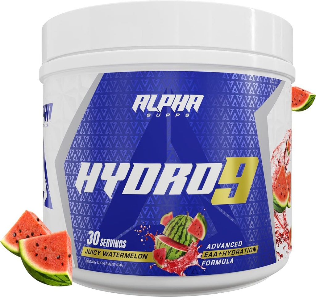 Alfa Supps Hydro 9 Aminos | EAA + Hydration Formula | Essential Amino Asits EAAs Toz BCAAs & Electrolytes 30 Hizmet - Juicy Watermelon