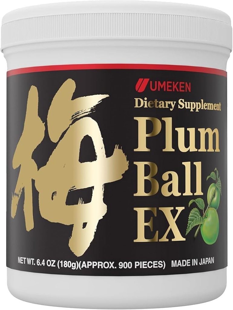 Umeken Plum Ball EX, Συμπυκνωμένο εκχύλισμα με αντιοξειδωτικά, κιτρικό οξύ και μουμηχάλια, ημερήσιο συμπλήρωμα, Ιαπωνικό εκχύλισμα πράσινου δαμάσκηνου, 3 μήνες προσφοράς, 6,4oz, 180g μπουκάλι, συσκευασία του 1