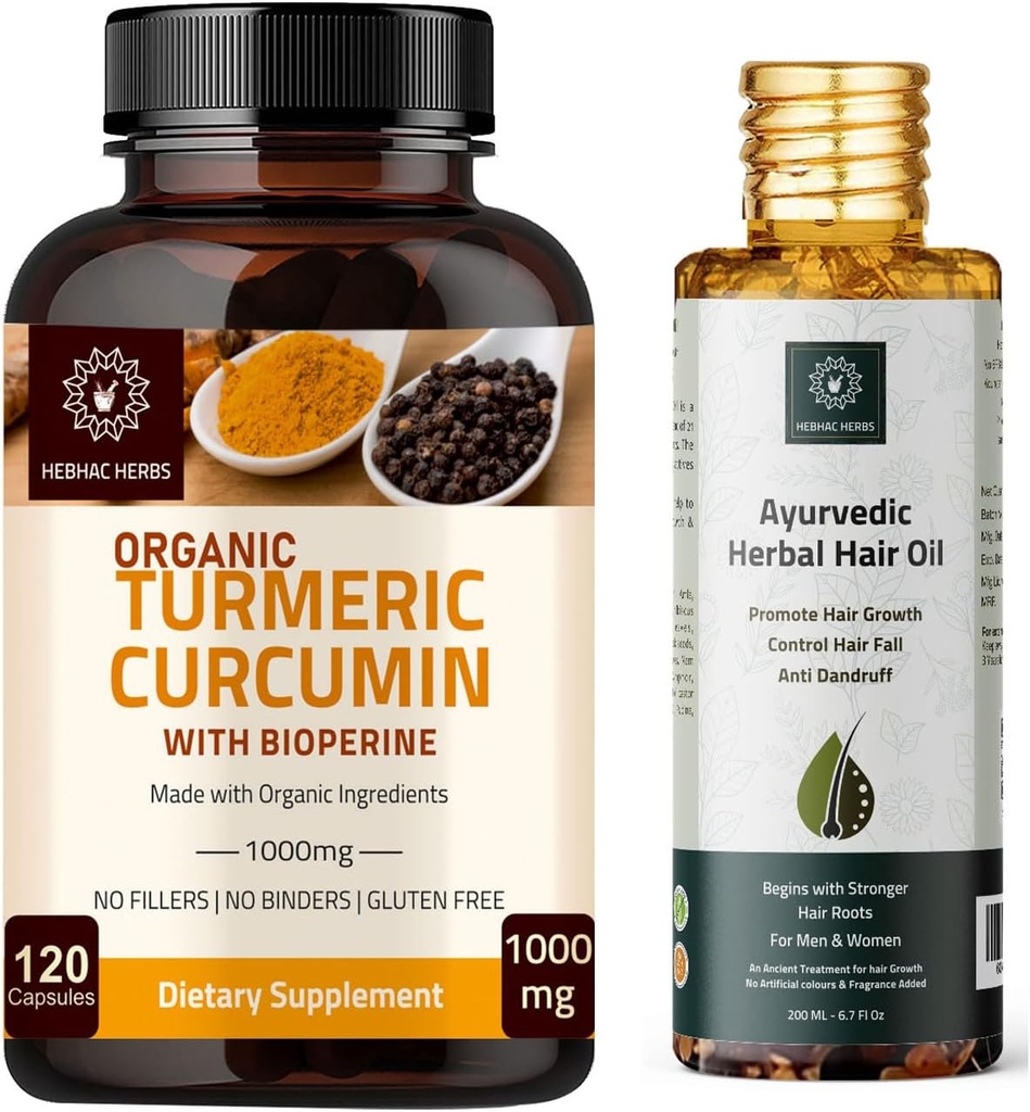 Turmeric Curcumin Capsules ve Ayurvedic Herbal Saç Yağı