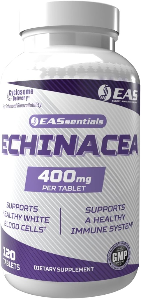 EAS Experimental and Applied Sciences Echinacea 400 mg | Tri Mix Formulation | Immune & Respiratory Support | Gluten Free, Non GMO | Better Abxia with Cyclosome Delivery | 120 Tabletler