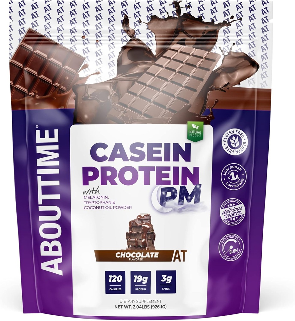 Time Casein protein Chocolate, 19g protein, Nighttime Recovery Formula, No Yapay Sweeteners, No Büyüme Hormonları