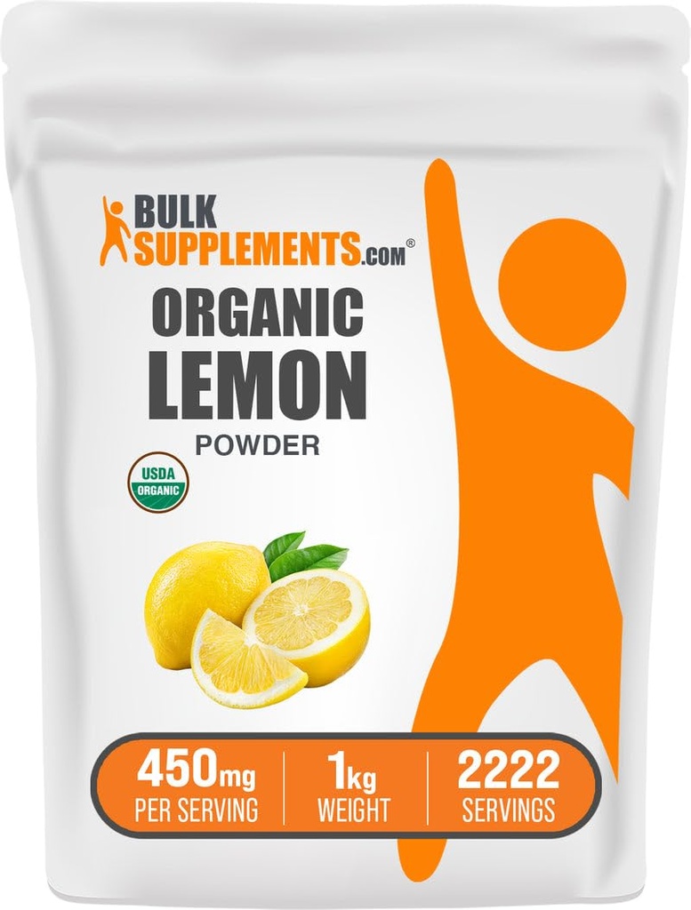 BulkSupplements.com Βιολογική σκόνη λεμονιού - Φυσική πηγή βιταμίνης C, σκόνη φρούτων, άρωμα λεμονιού - Χωρίς γλουτένη, 450mg ανά σερβίρισμα, 1kg (2,2 lbs) (πακέτο των 1)