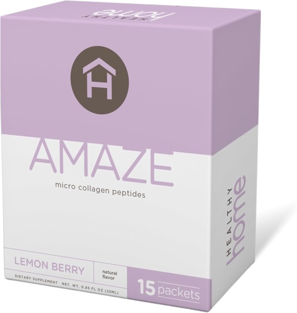 HEALHTY Home Amaze Collage Micro Collagen, - Skin, Hair, Commons - Marine Collagen, Hyaluronic Acid - 15 Servisler (Lemon Berry, 1 Box)