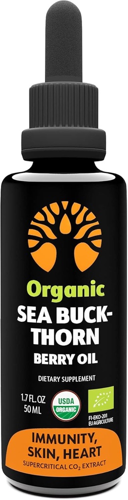Organik Sea Buckthorn Oil – 50-Day Supply – Omega 7 9 – Non-GMO, Vegan