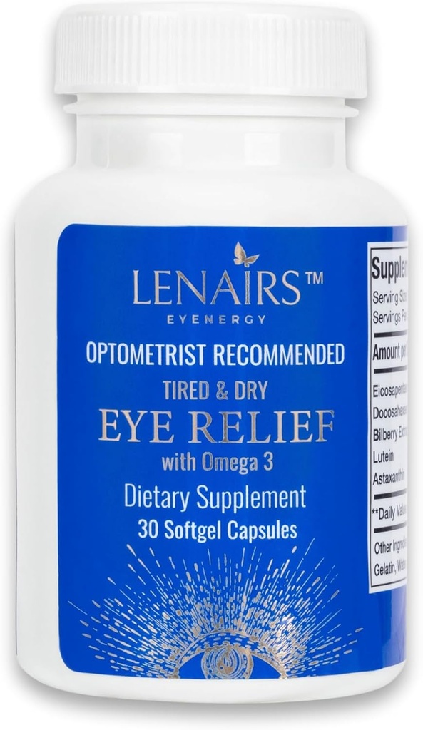 Softgels - Tired & Kuru Eye Relief with Omega 3, EPA & DHA, Bilberry, Lutein, Astaxanthin, Essential Nutrients for Eye Health, for Computer Eye Strain, Digital Eye Fatigue, Gluten Free Eye Fatigue